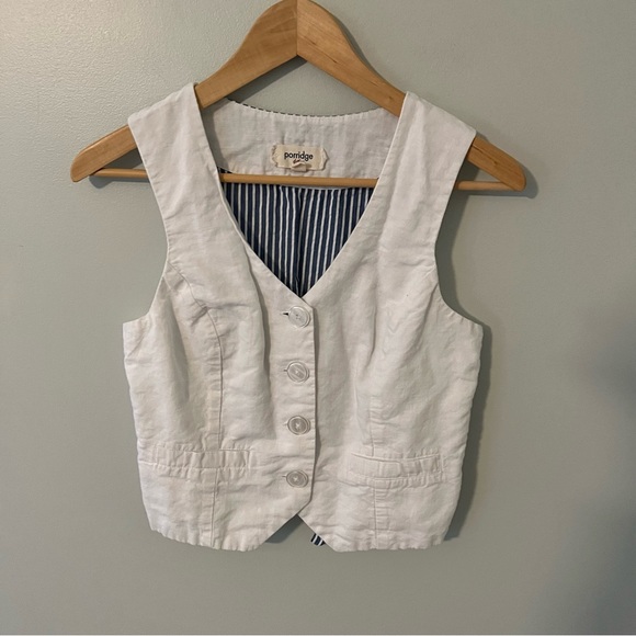 Anthropologie Porridge Linen Vest/ Striped Back - Picture 2 of 7